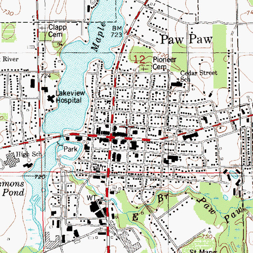 Topographic Map of First Christian Church, MI