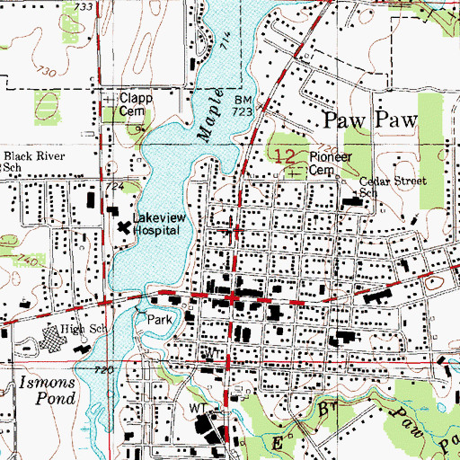 Topographic Map of First Presbyterian Church, MI