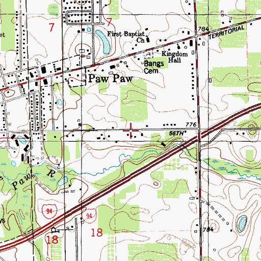 Topographic Map of Full Gospel Church, MI
