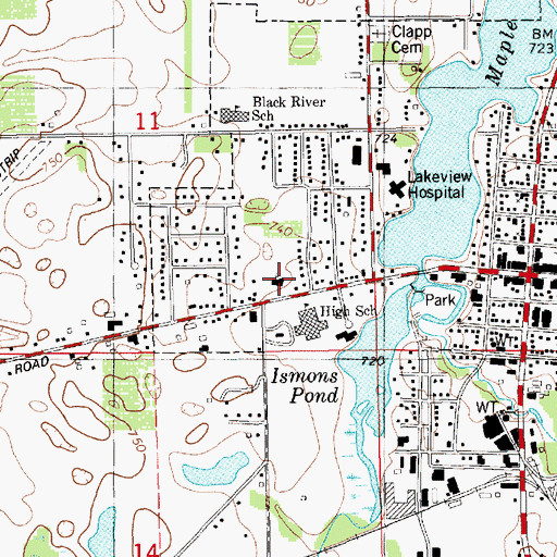 Topographic Map of United Methodist Church, MI