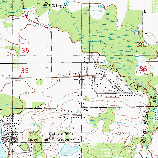 Topographic Map of Unity Missionary Baptist Church, MI