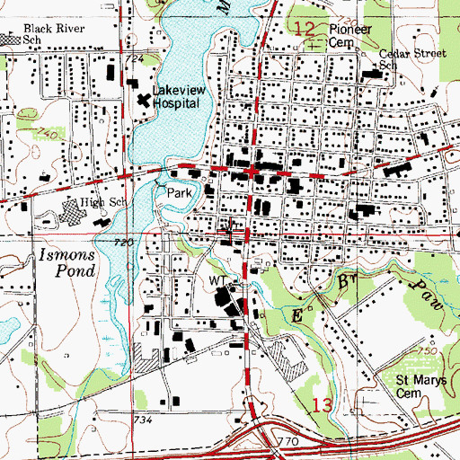 Topographic Map of Paw Paw Police Department, MI