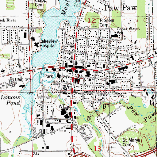 Topographic Map of Van Buren Courthouse, MI