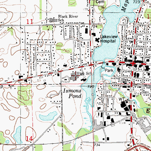 Topographic Map of Paw Paw Middle School, MI