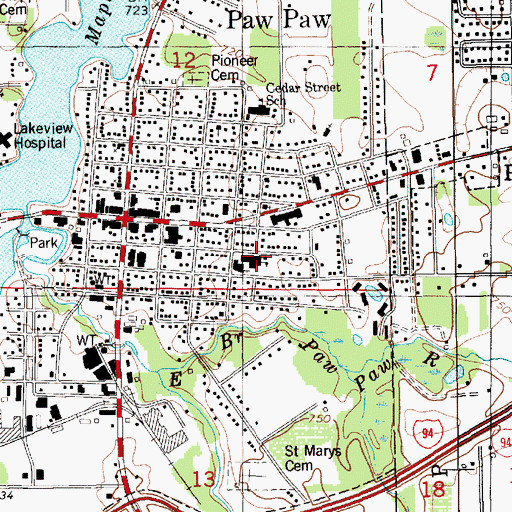 Topographic Map of Saint Mary's Catholic School, MI