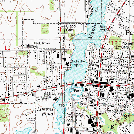 Topographic Map of Lakeview Medical Center, MI