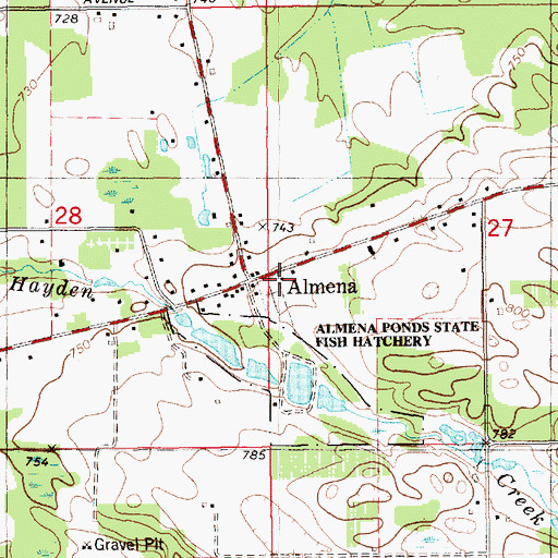 Topographic Map of Almena United Methodist Church, MI