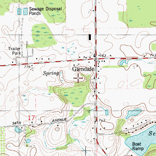 Topographic Map of Glendale Baptist Church, MI