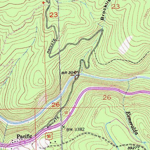 Topographic Map of Brockliss Canyon, CA