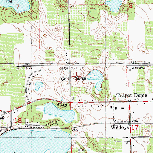 Topographic Map of Lake Cora Hills Golf Club, MI