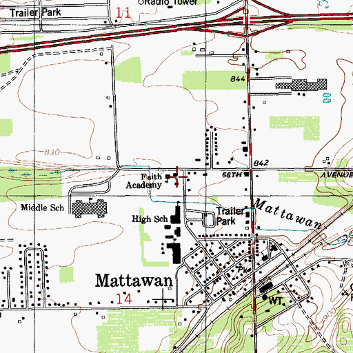 Topographic Map of Faith Baptist Church, MI