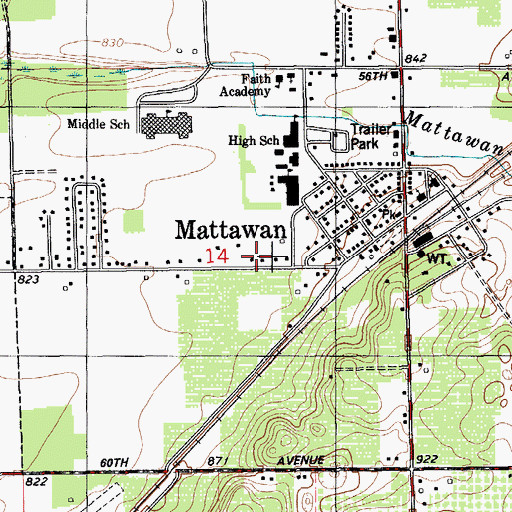 Topographic Map of Antwerp Sunshine Branch Library, MI