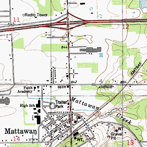 Topographic Map of Mattawan Fire Department, MI