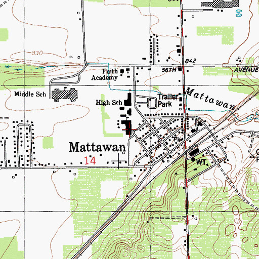 Topographic Map of Mattawan Later Elementary School, MI