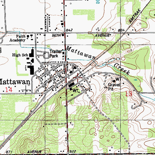 Topographic Map of Mattawan Station (historical), MI