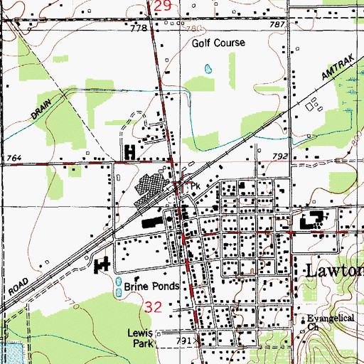 Topographic Map of Lawton Station (historical), MI