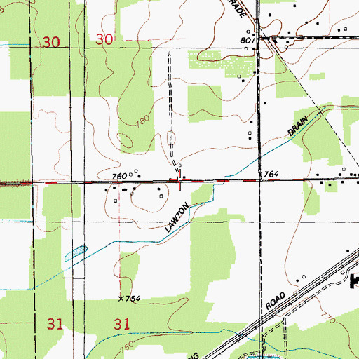 Topographic Map of Saint Anne's Chapel, MI