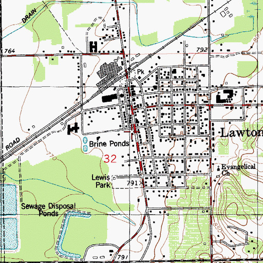 Topographic Map of Lawton Public Library, MI