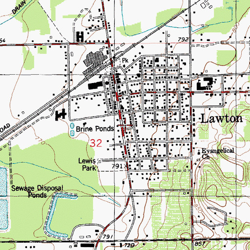 Topographic Map of Lawton Post Office, MI