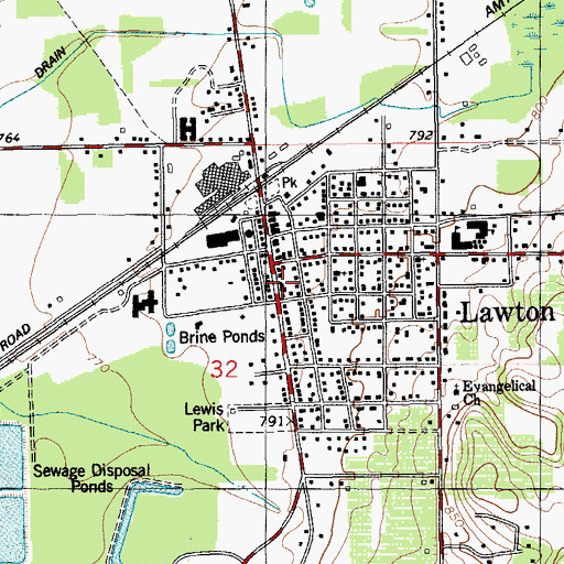 Topographic Map of Lawton Fire Department, MI