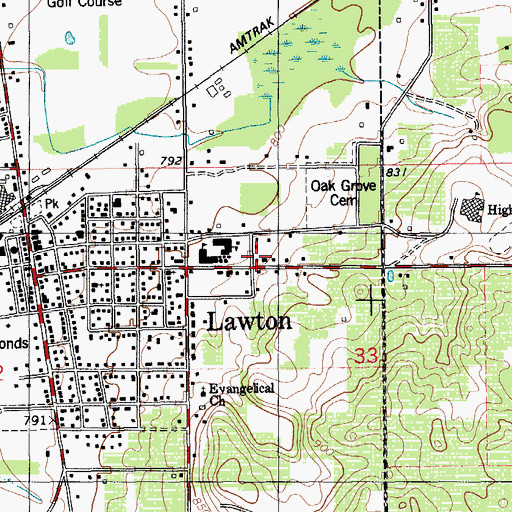 Topographic Map of Lawton Middle School, MI