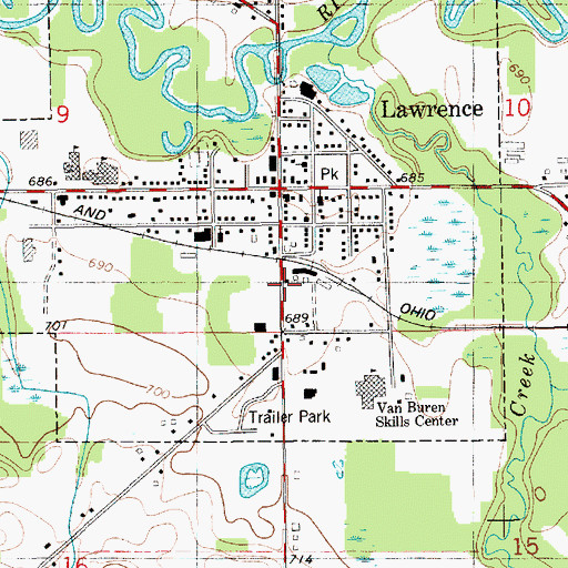 Topographic Map of Lawrence Bible Baptist Church, MI