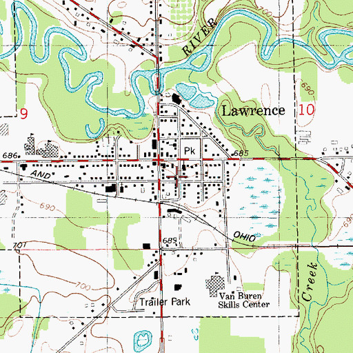 Topographic Map of Lawrence United Methodist Church, MI