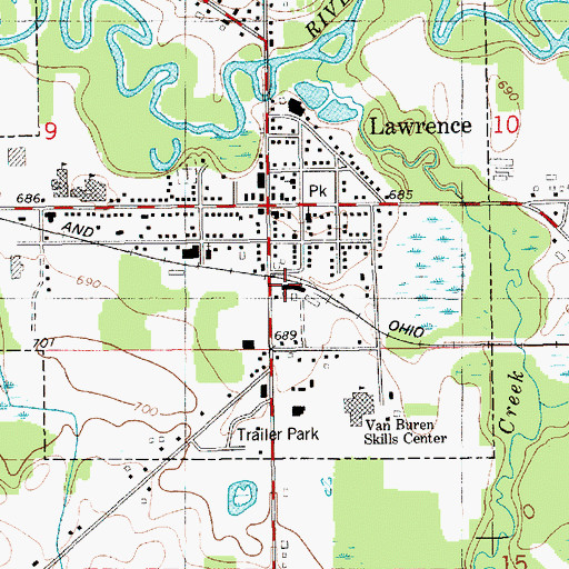 Topographic Map of Lawrence Post Office, MI