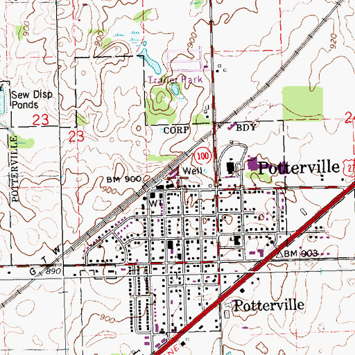 Topographic Map of Benton Township Library, MI
