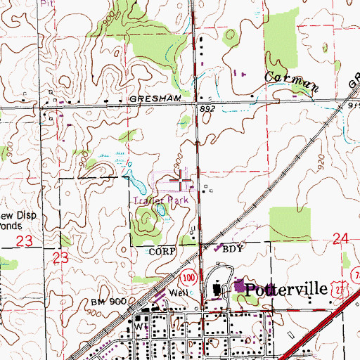 Topographic Map of Valley Springs Mobile Home Park, MI