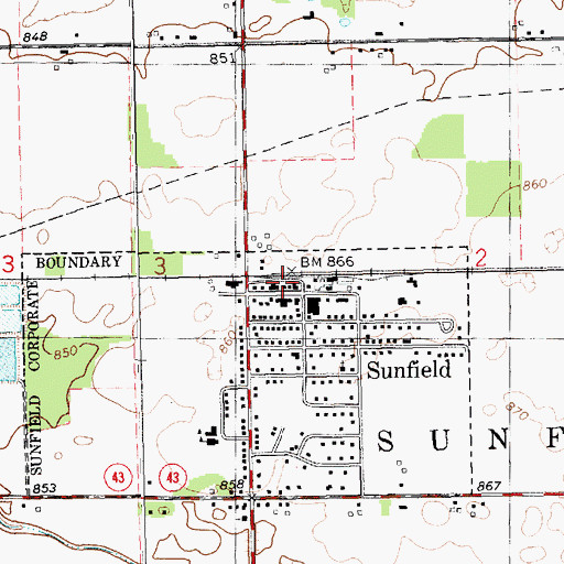 Topographic Map of Sunfield Fire District, MI