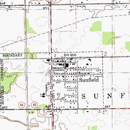 Topographic Map of Sunfield Police Department, MI