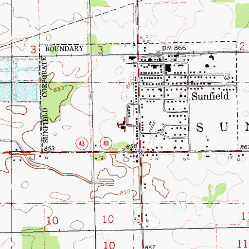 Topographic Map of Sunfield Elementary School, MI