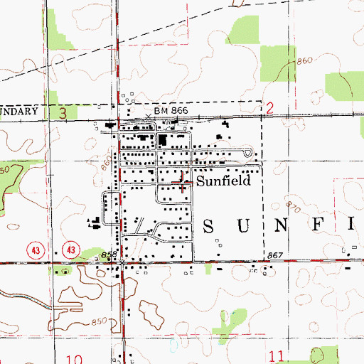 Topographic Map of United Methodist Church, MI