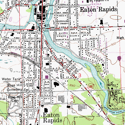 Topographic Map of Calvary Grace Church, MI