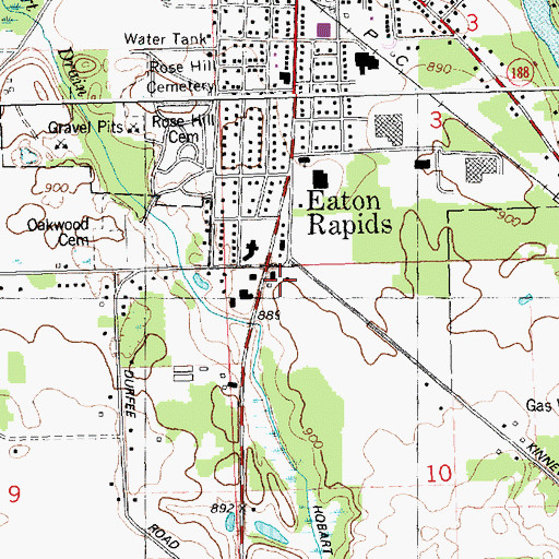 Topographic Map of First Baptist Church, MI