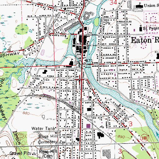 Topographic Map of First United Methodist Church, MI