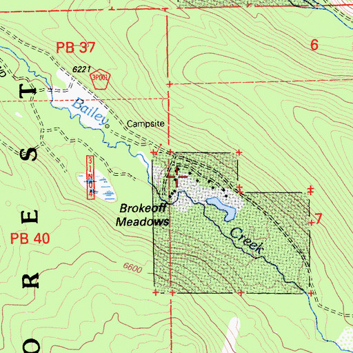 Topographic Map of Brokeoff Meadows, CA