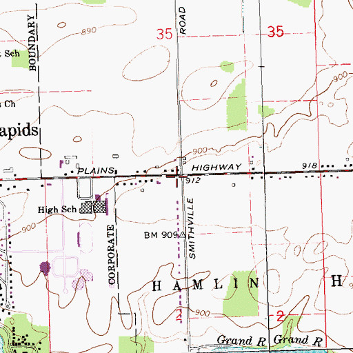 Topographic Map of Calvary Evangelical Lutheran Church, MI