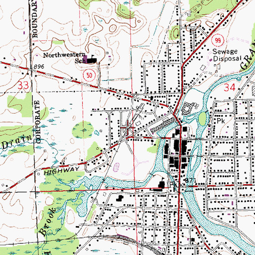 Topographic Map of Eaton Rapids City Fire Department, MI
