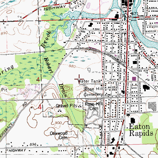 Topographic Map of Eaton Pines Village Mobile Home Park, MI