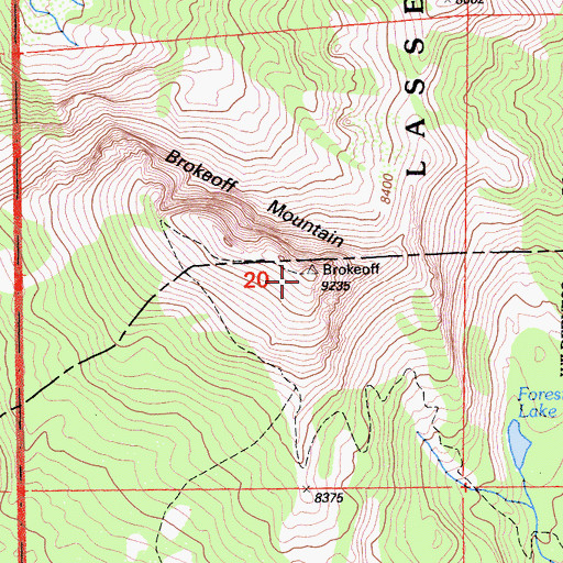 Topographic Map of Brokeoff Mountain, CA