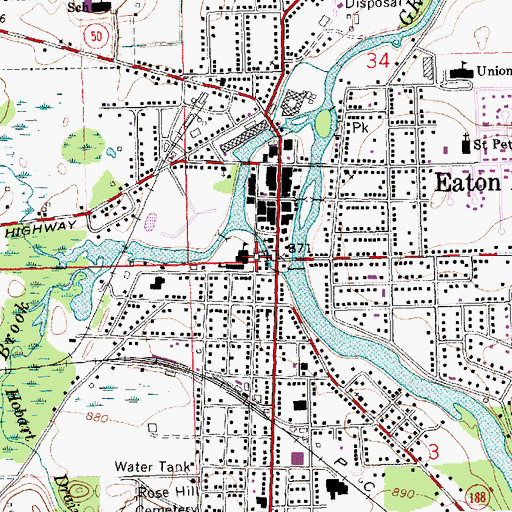 Topographic Map of Hall Street Park, MI