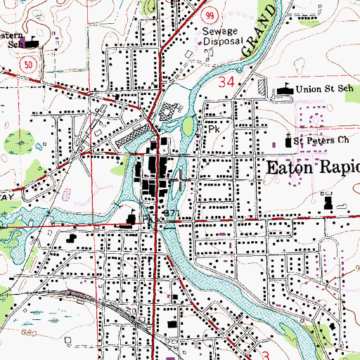 Topographic Map of Island Park, MI