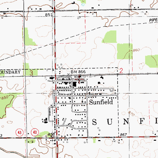 Topographic Map of Sunfield Station, MI