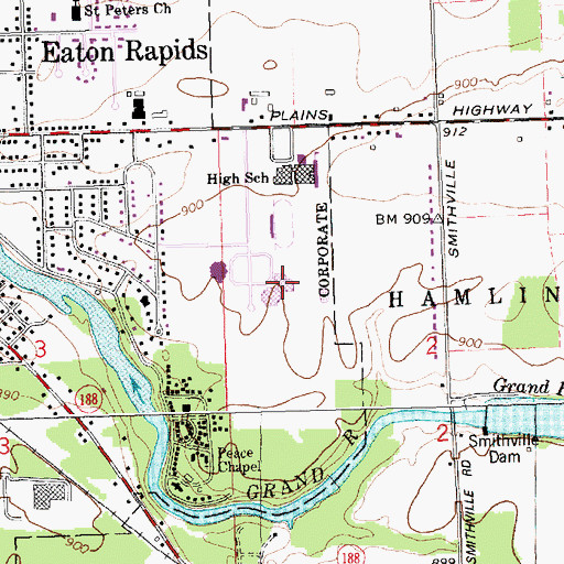 Topographic Map of Greyhound Intermediate School, MI