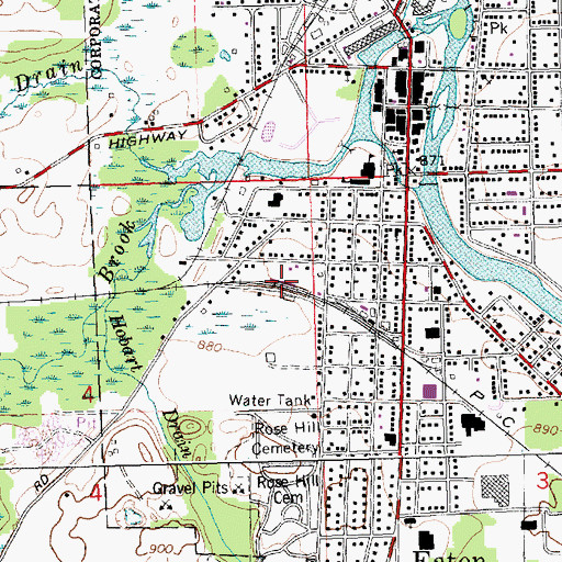 Topographic Map of Eaton Rapids Station (historical), MI