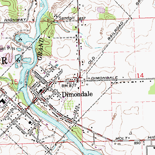 Topographic Map of Dimondale Station (historical), MI