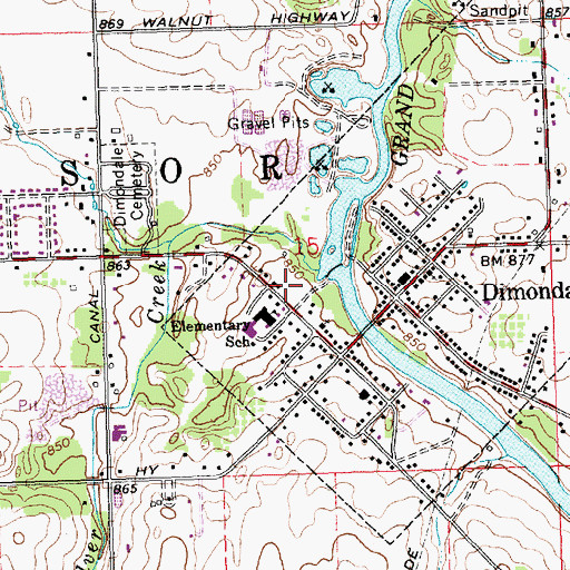 Topographic Map of Windsor Township Fire and Emergency Services, MI