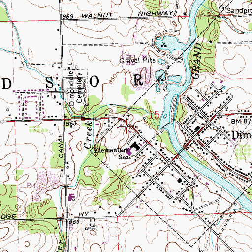 Topographic Map of Windsor Township Library, MI